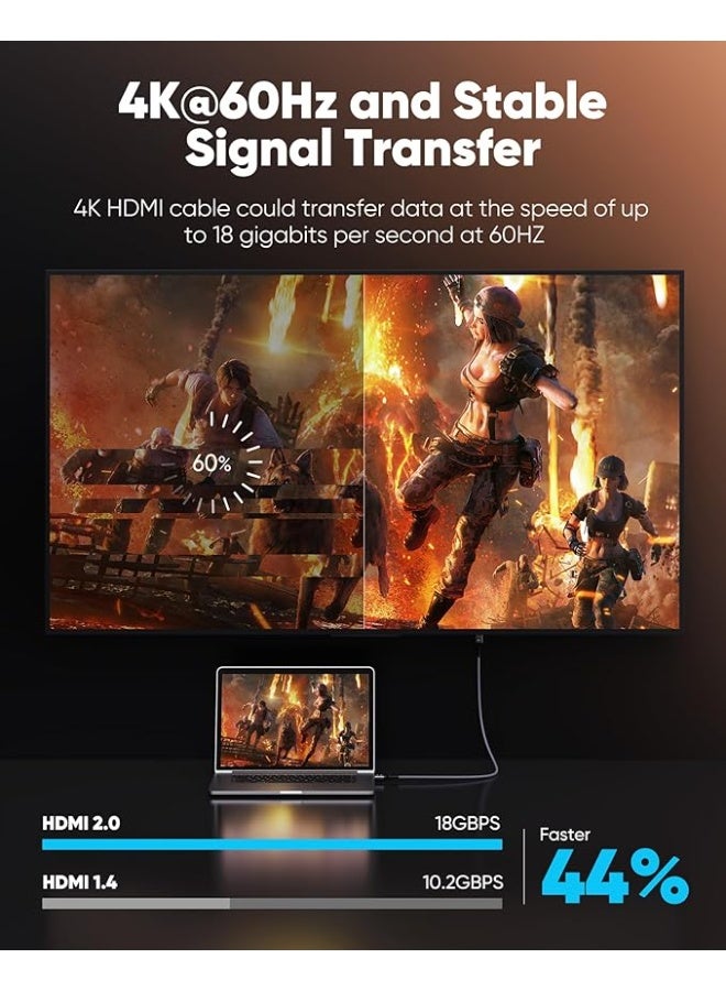 CABLE CONV 4K HDMI 2.0 Cable 1.5m- High Speed 18Gbps Bandwidth - Gold Plated Connector - Support 4K@60Hz and 2K@144Hz - Compatible with Laptop, Computer, Monitor, Projectors, TV, PS4, PS5, Xbox, Switch, HDTV - Image 4